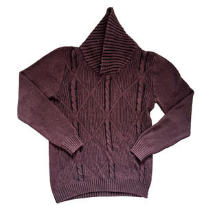 Women's Size Medium Method Thick Mock Neck Burgundy Brown Long Sleeve Sweater